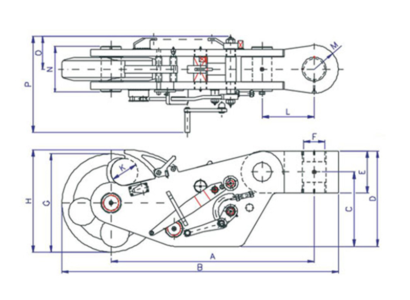 Drawing of Manual Release Marine Disc Type Towing Hook.png